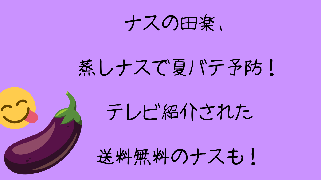 ナスの田楽、蒸しナスで夏バテ予防！テレビ紹介された送料無料のナスも！